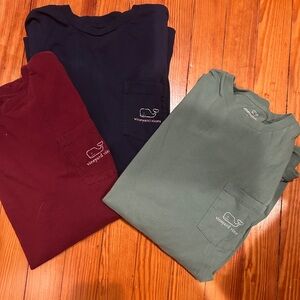Vineyard Vines Tees in Navy, Burgundy, and Green